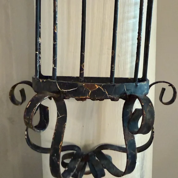 Vintage Rustic Chippy Black Metal Candle Holder - Picture 13 of 15